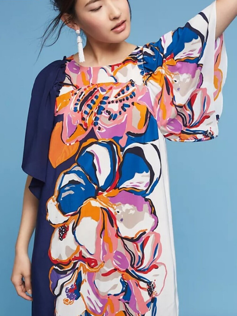 Anthropologie Maeve 100% Silk Vero Multicolor Floral Summer Dress Size Small